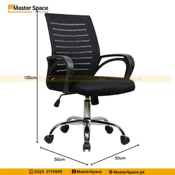 revolving ergonomic mesh office chair with wheels and armrests