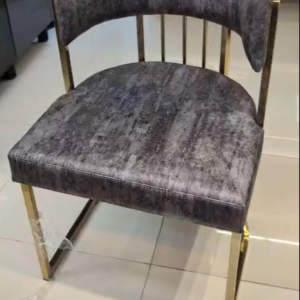 Modern gold stainless steel dining chair with velvet cushion